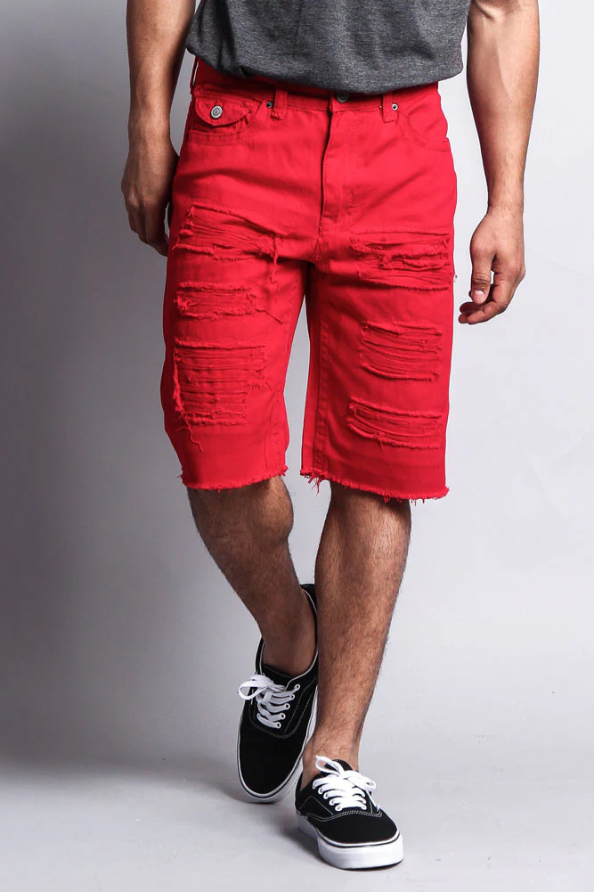 Distressed Colored Denim Shorts - Image 13