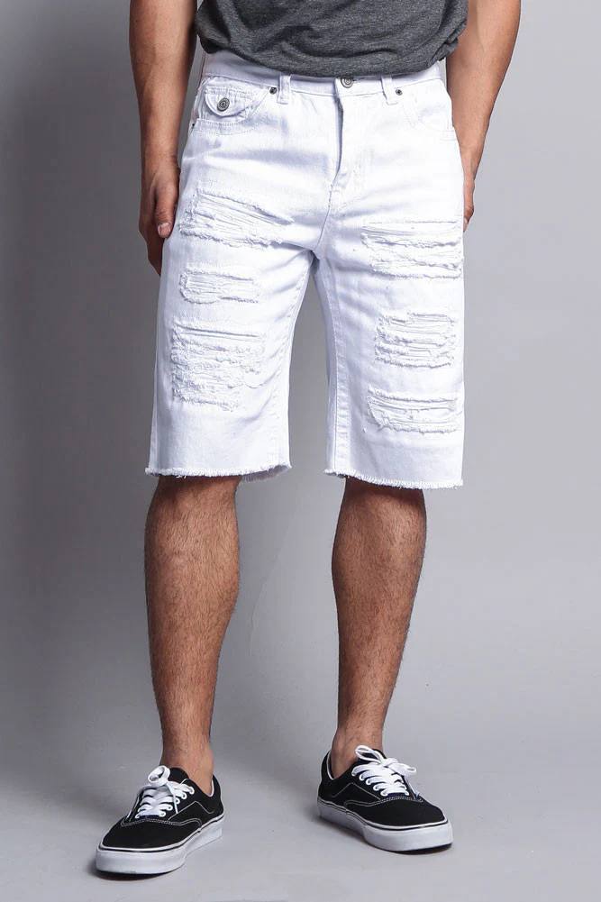 Distressed Colored Denim Shorts - Image 14