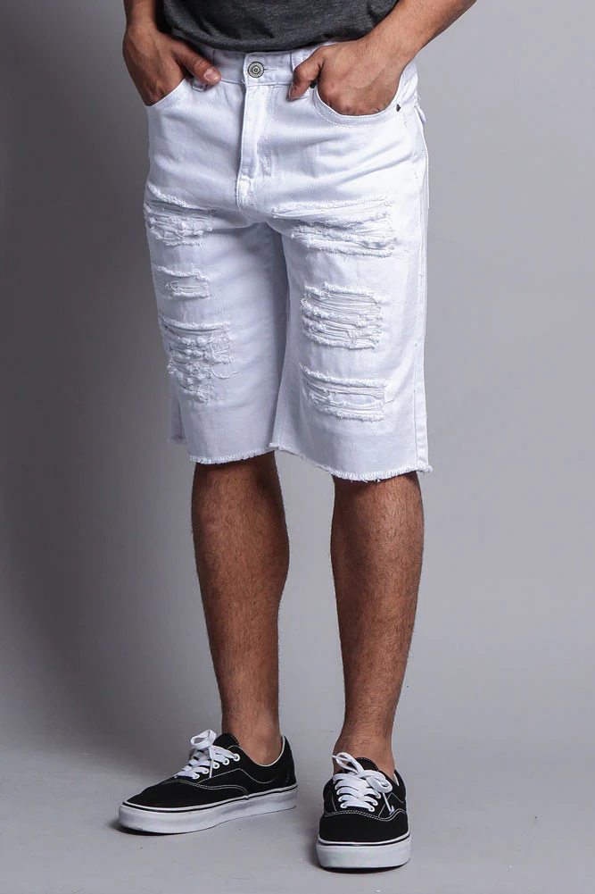Distressed Colored Denim Shorts - Image 15