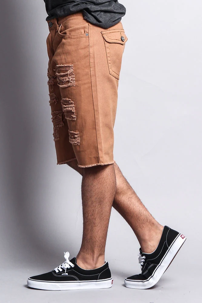 Distressed Colored Denim Shorts - Image 3
