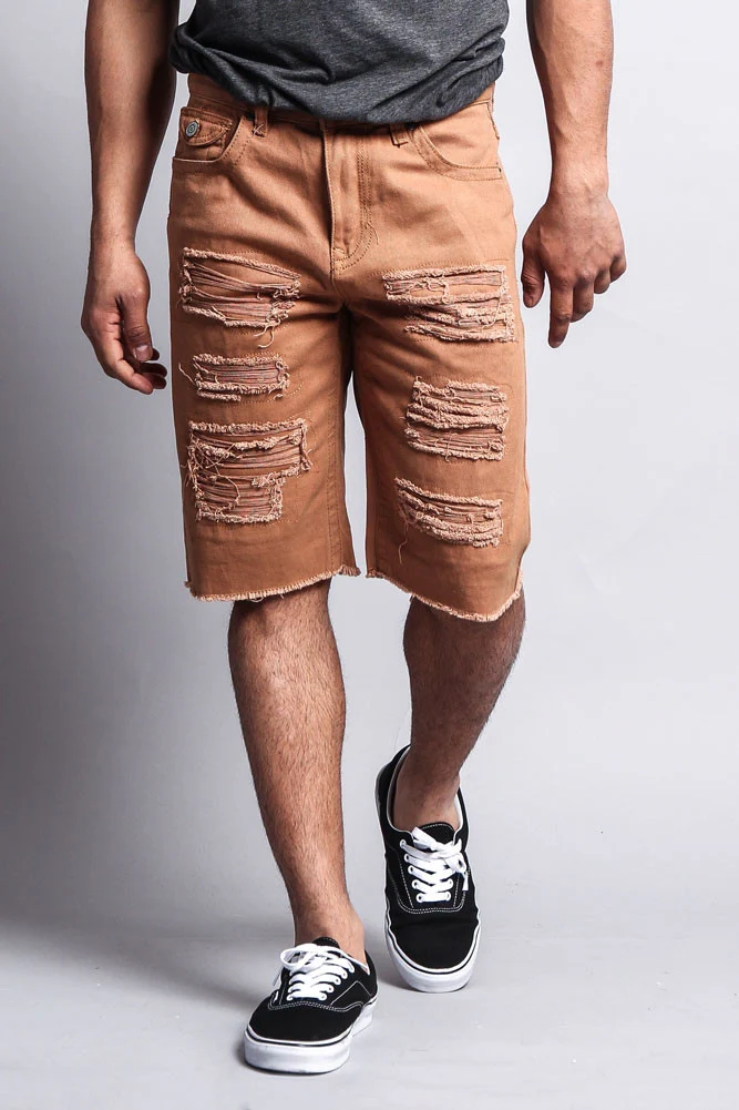 Distressed Colored Denim Shorts - Image 5