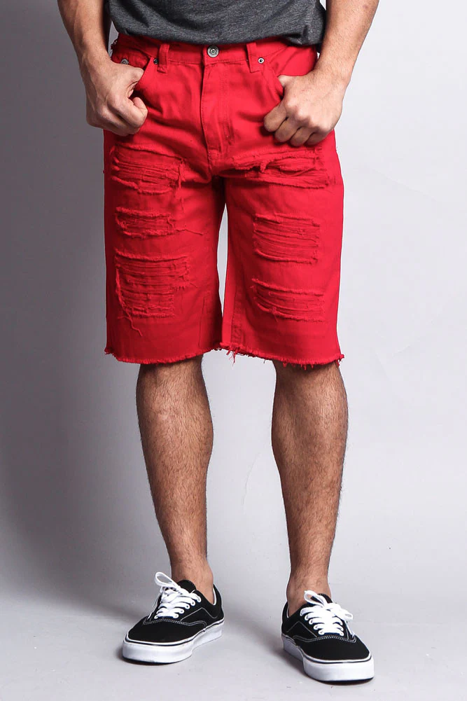 Distressed Colored Denim Shorts - Image 9