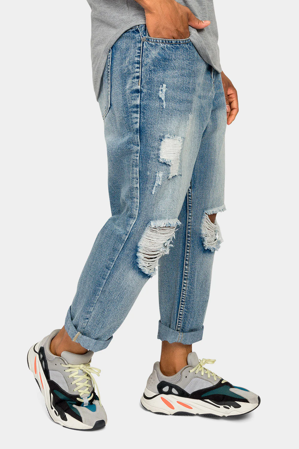 Distressed Cropped Denim Jeans - Image 4