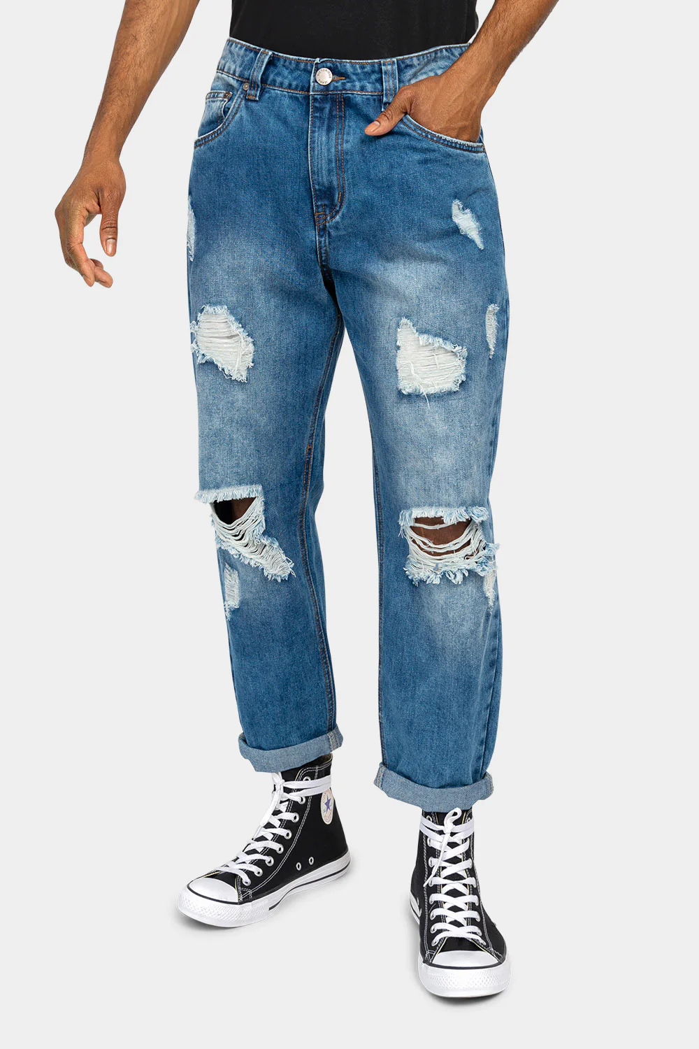 Distressed Cropped Denim Jeans - Image 6