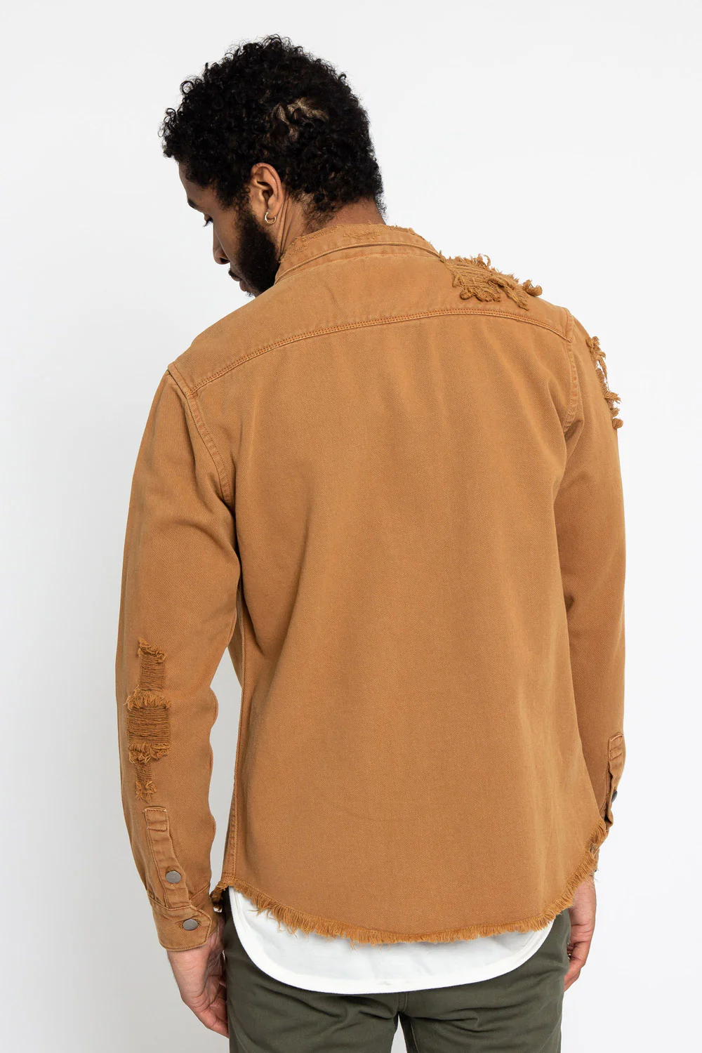 Distressed Denim Button Up Shirt Jacket - Image 19