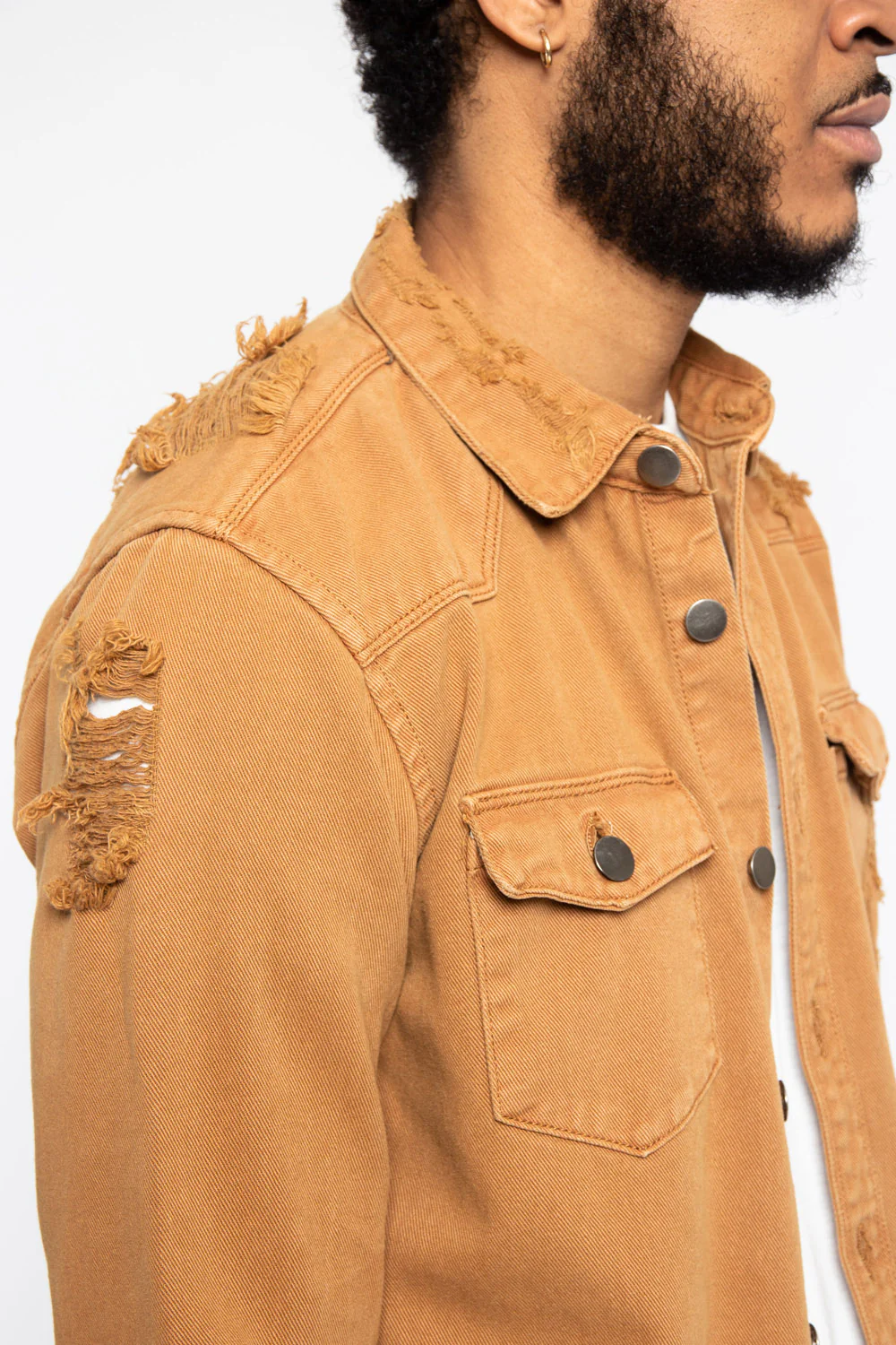 Distressed Denim Button Up Shirt Jacket - Image 21