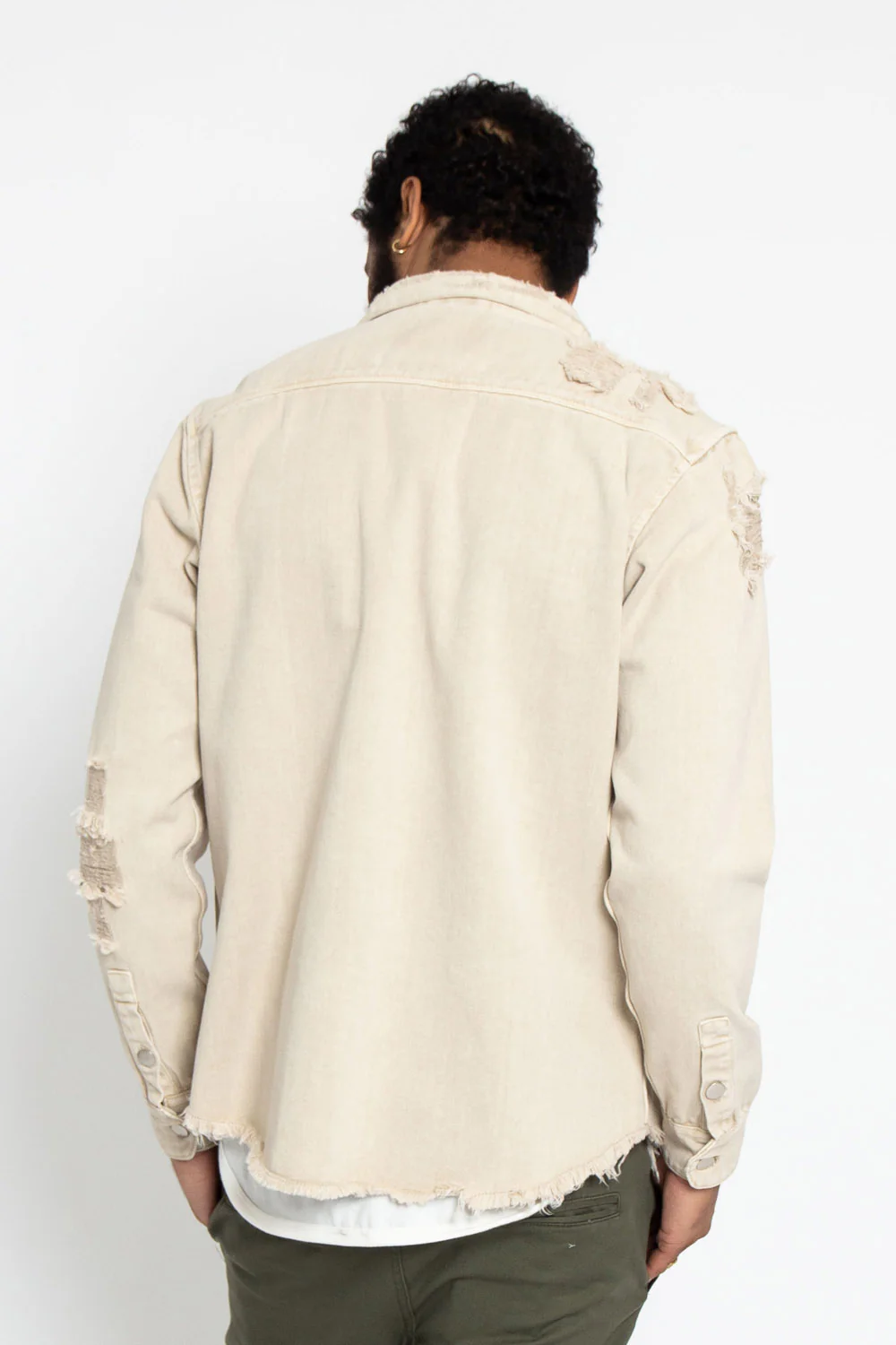 Distressed Denim Button Up Shirt Jacket - Image 24
