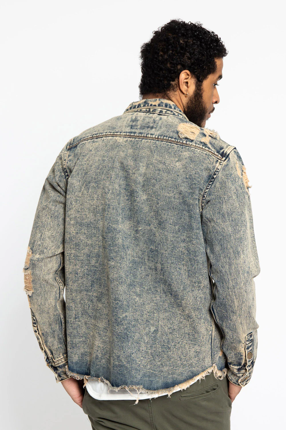 Distressed Denim Button Up Shirt Jacket - Image 29