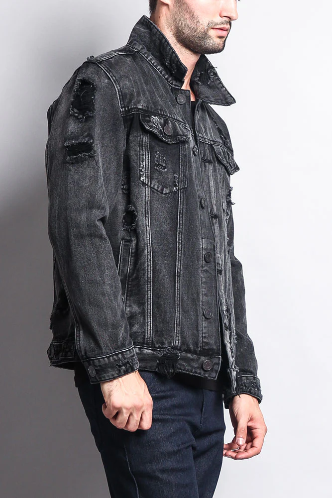 Distressed Faded Denim Jacket - Image 10