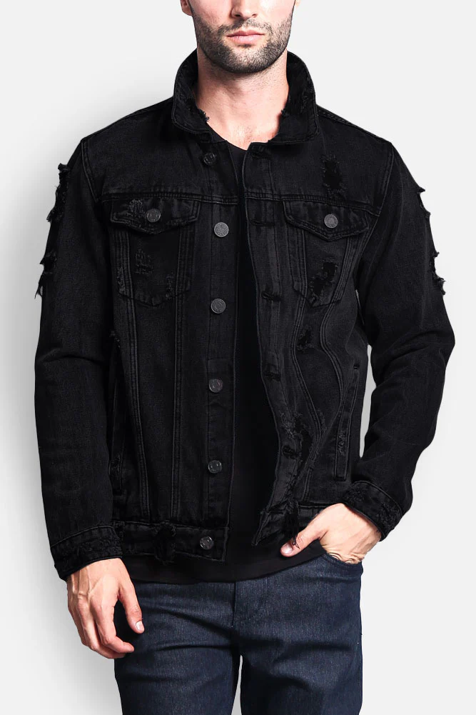 Distressed Faded Denim Jacket - Image 11