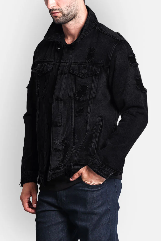 Distressed Faded Denim Jacket - Image 12
