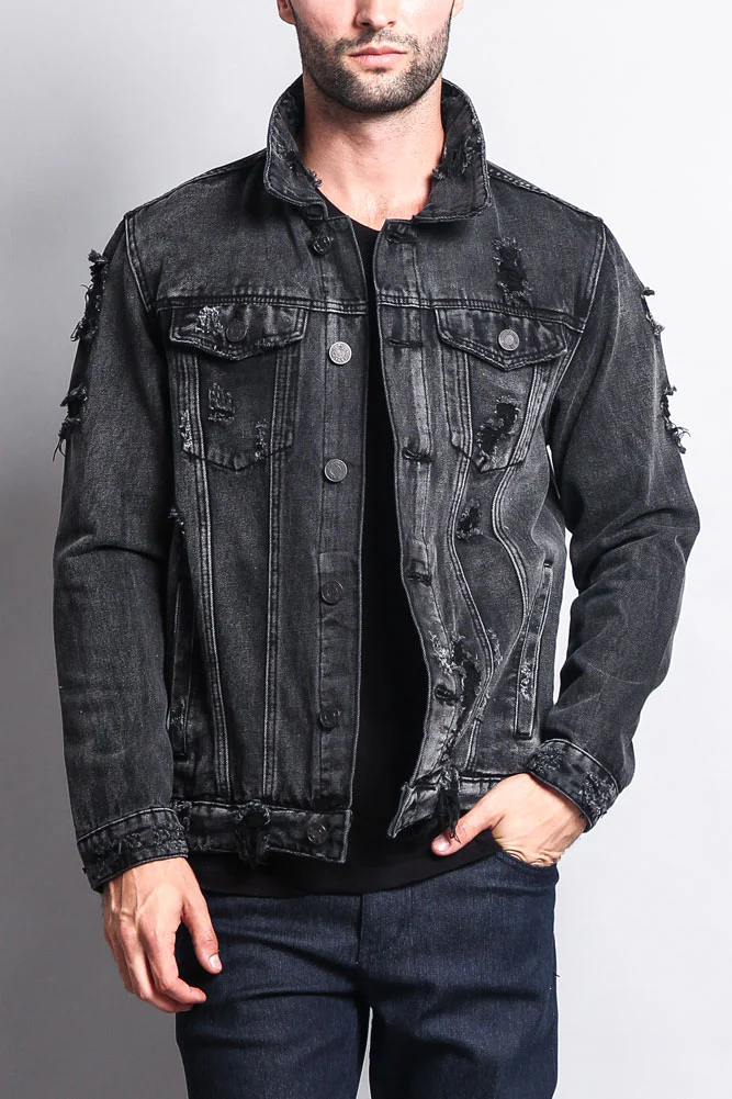 Distressed Faded Denim Jacket - Image 7