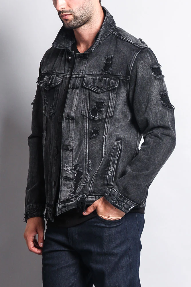 Distressed Faded Denim Jacket - Image 8