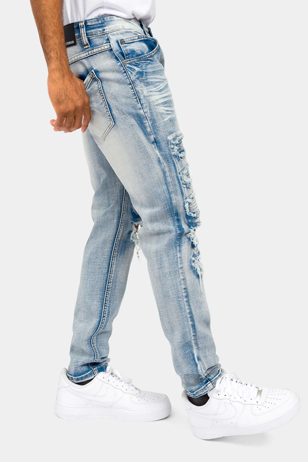 Distressed Diamond Denim Jeans - Image 4