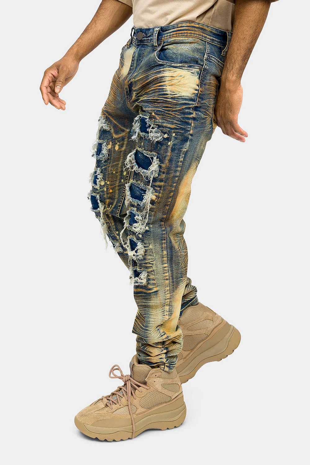 Distressed Heavy Dye Denim Jeans - Image 2