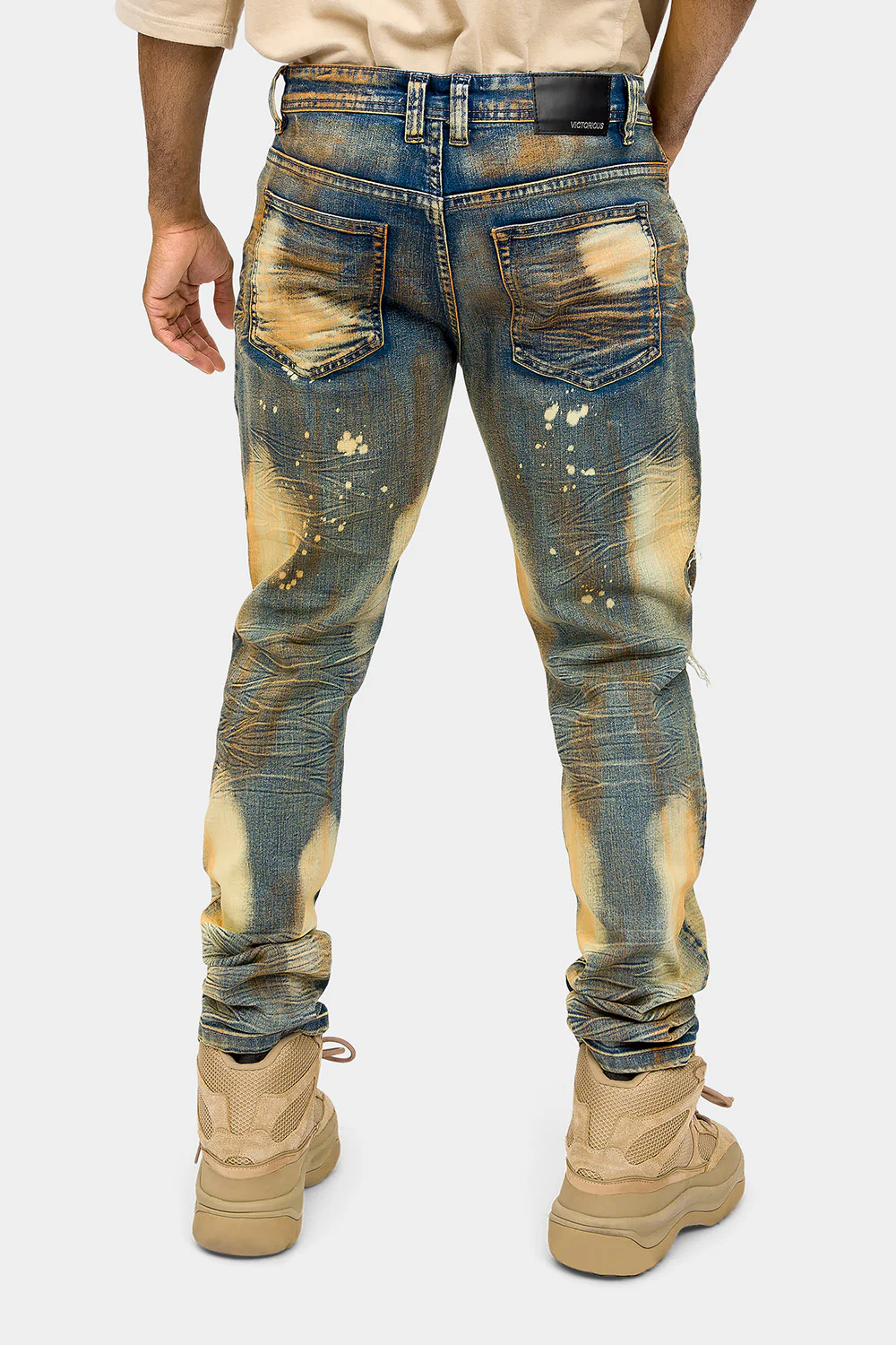 Distressed Heavy Dye Denim Jeans - Image 3