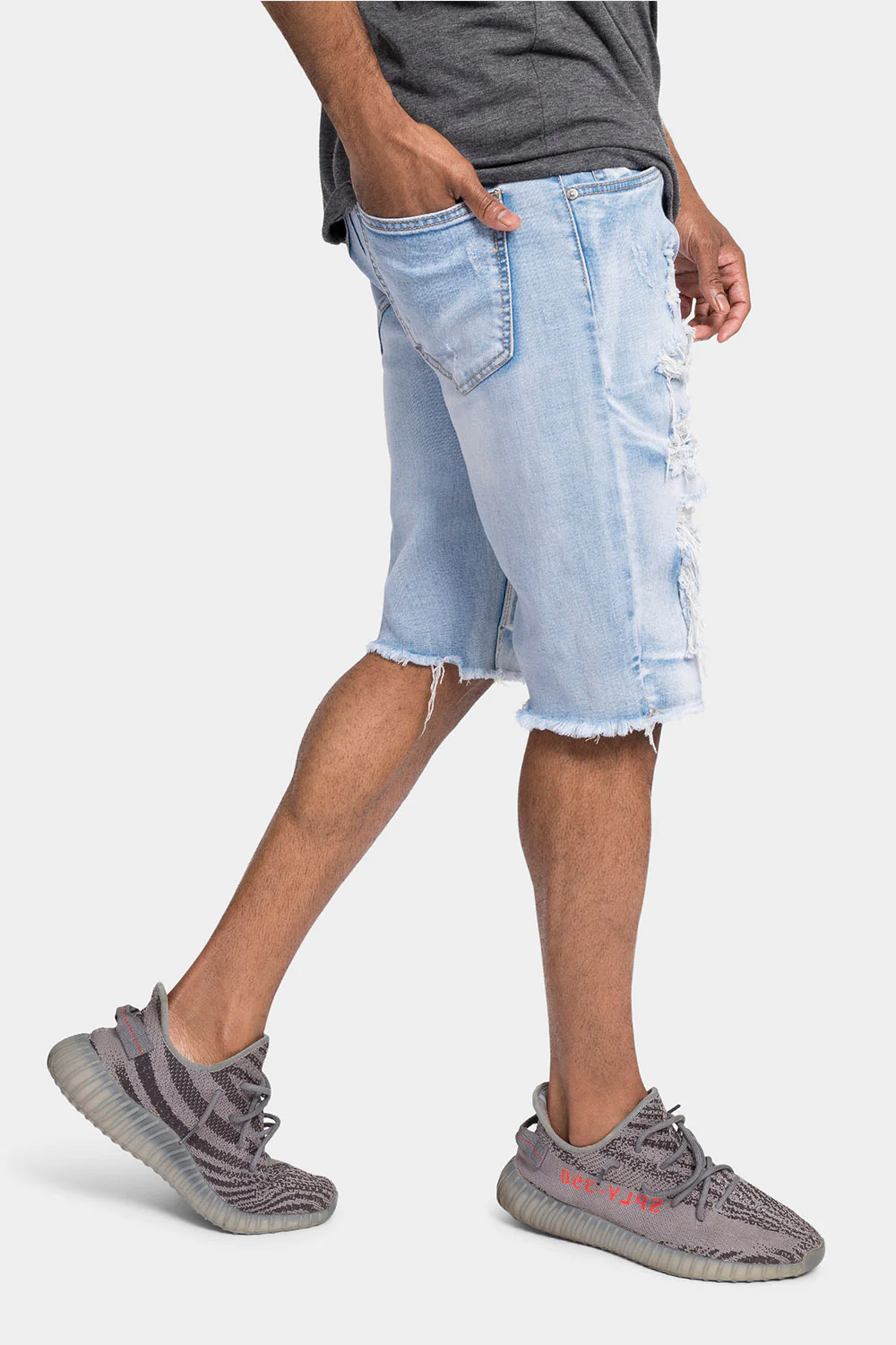 Distressed Illusion Denim Shorts - Image 11