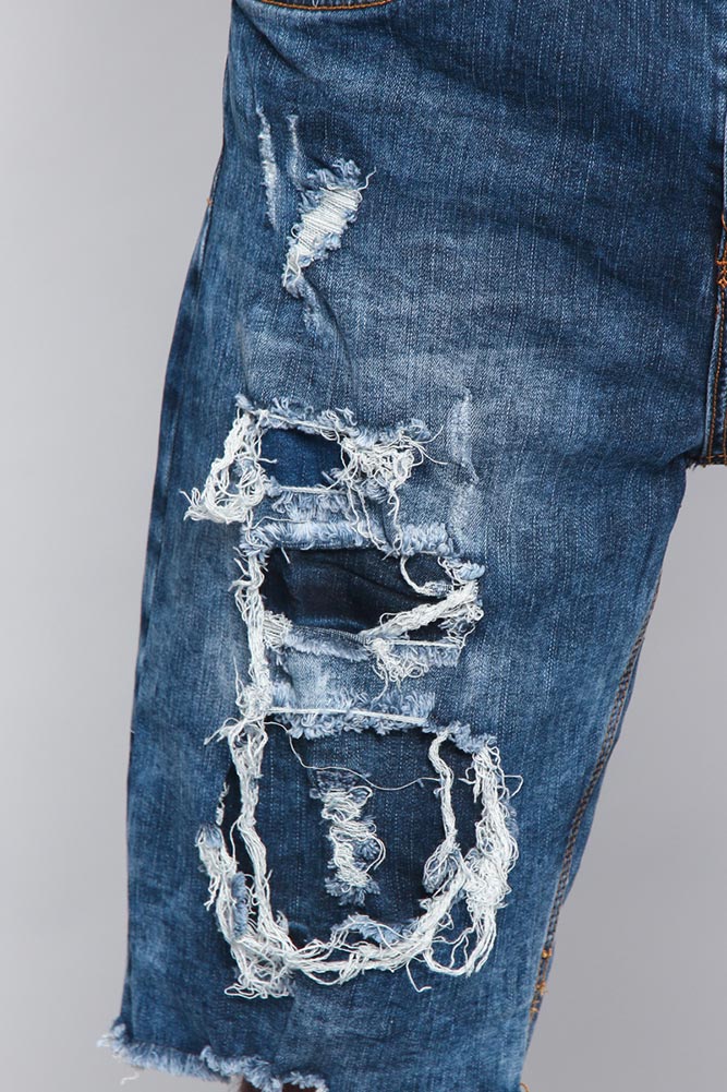 Distressed Illusion Denim Shorts - Image 7