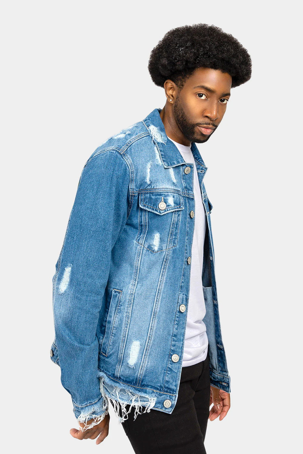 Distressed Just Ride Denim Jacket - Image 4