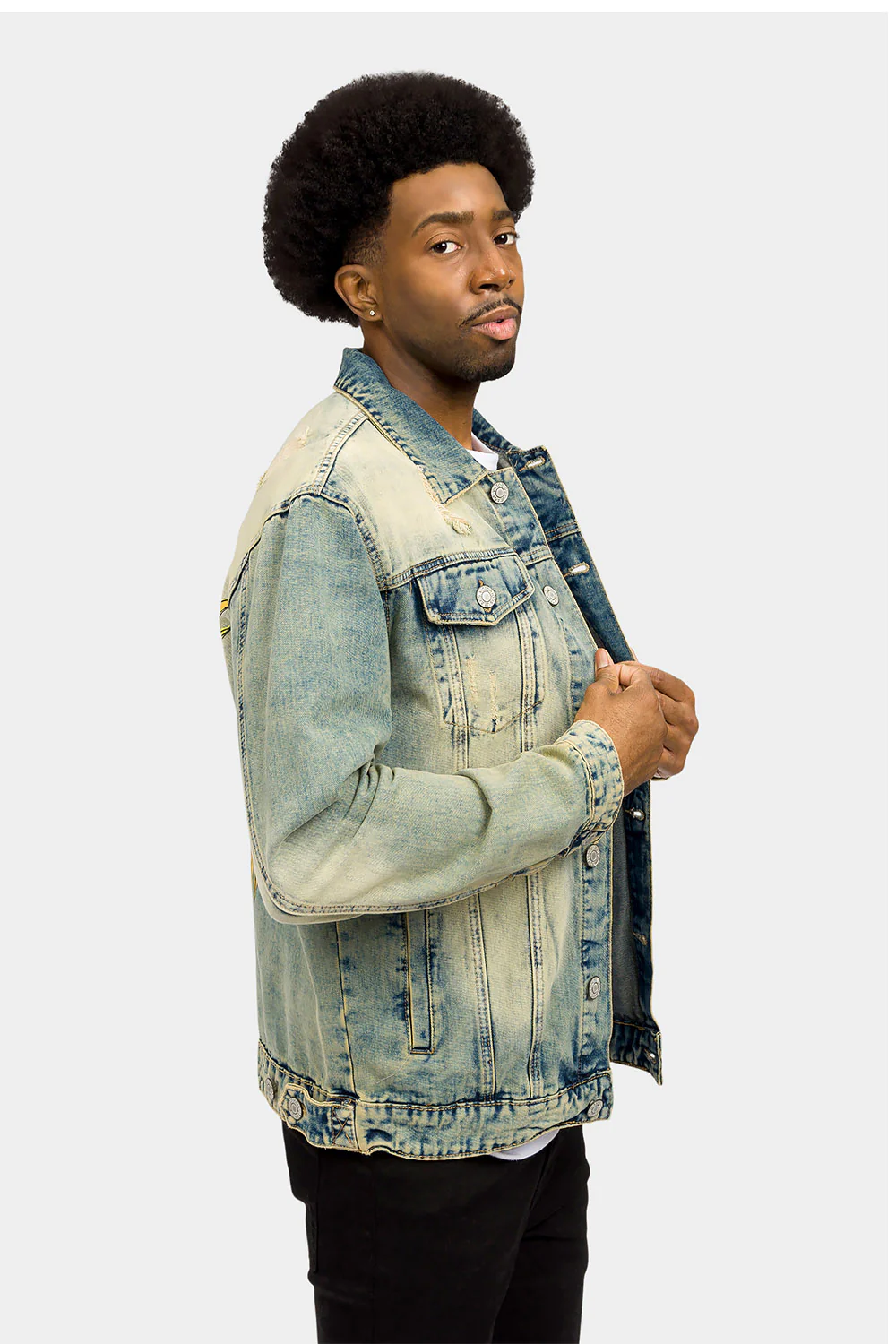 Distressed Lion Print Denim Jacket - Image 4