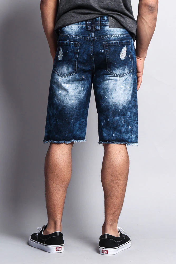 Distressed Paint Splattered Denim Shorts - Image 13