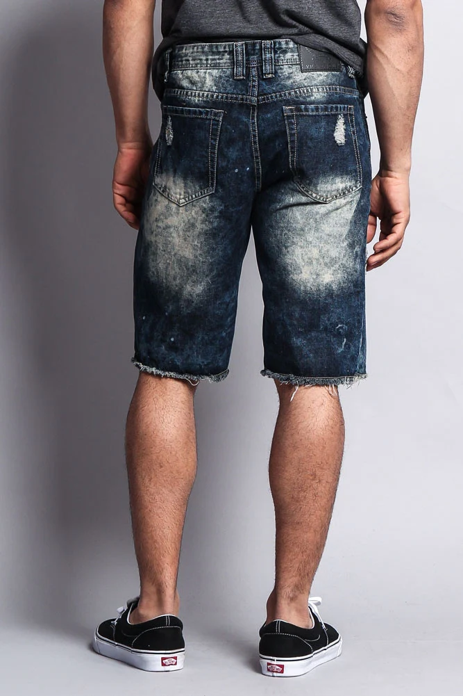 Distressed Paint Splattered Denim Shorts - Image 4