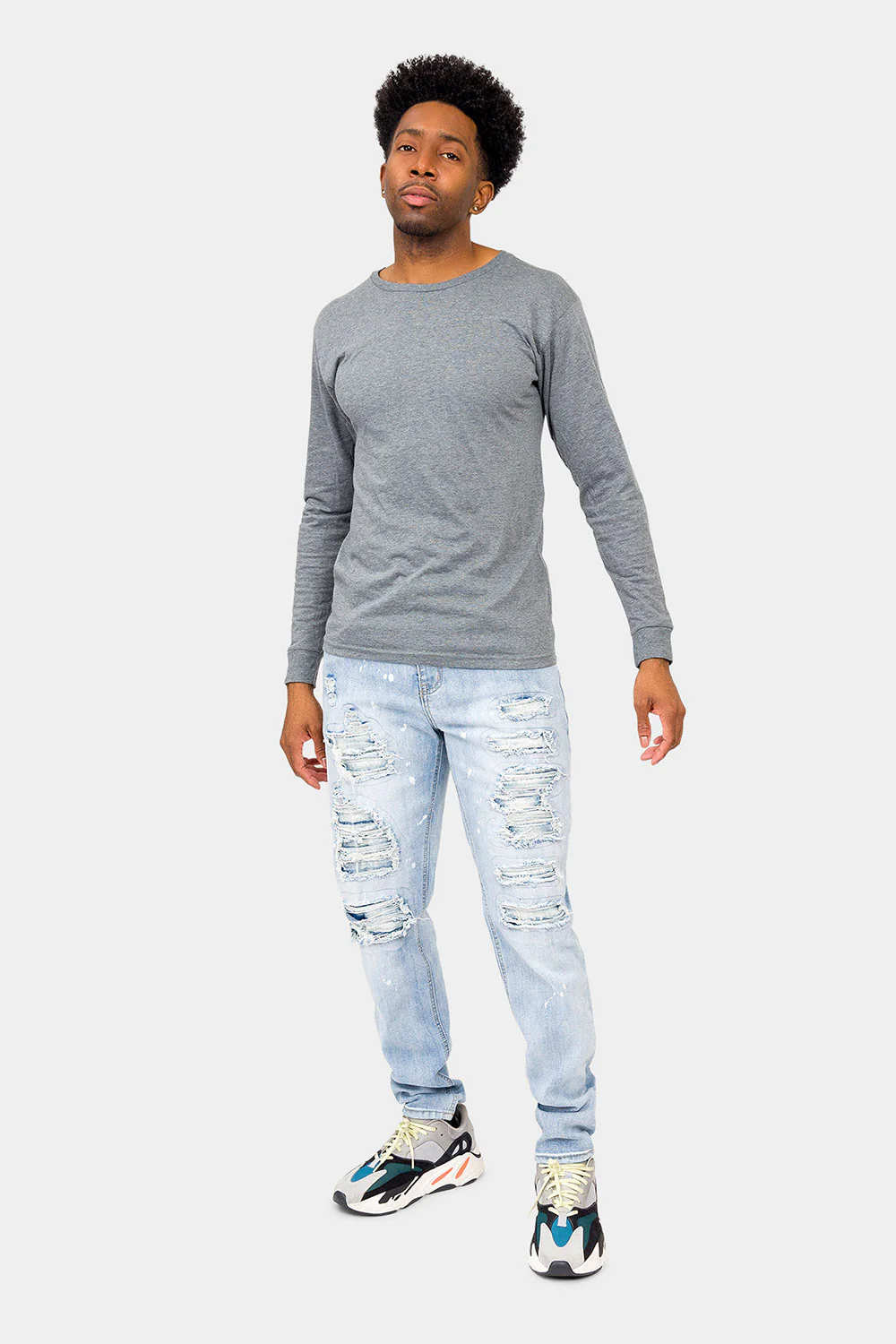 Distressed Paint Splattered Faded Jeans - Image 5