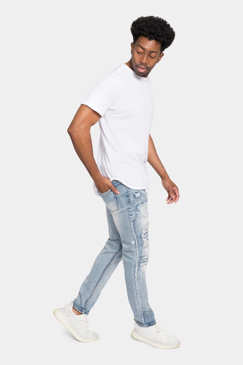 Distressed Paint Splattered Patched Jeans - Image 5
