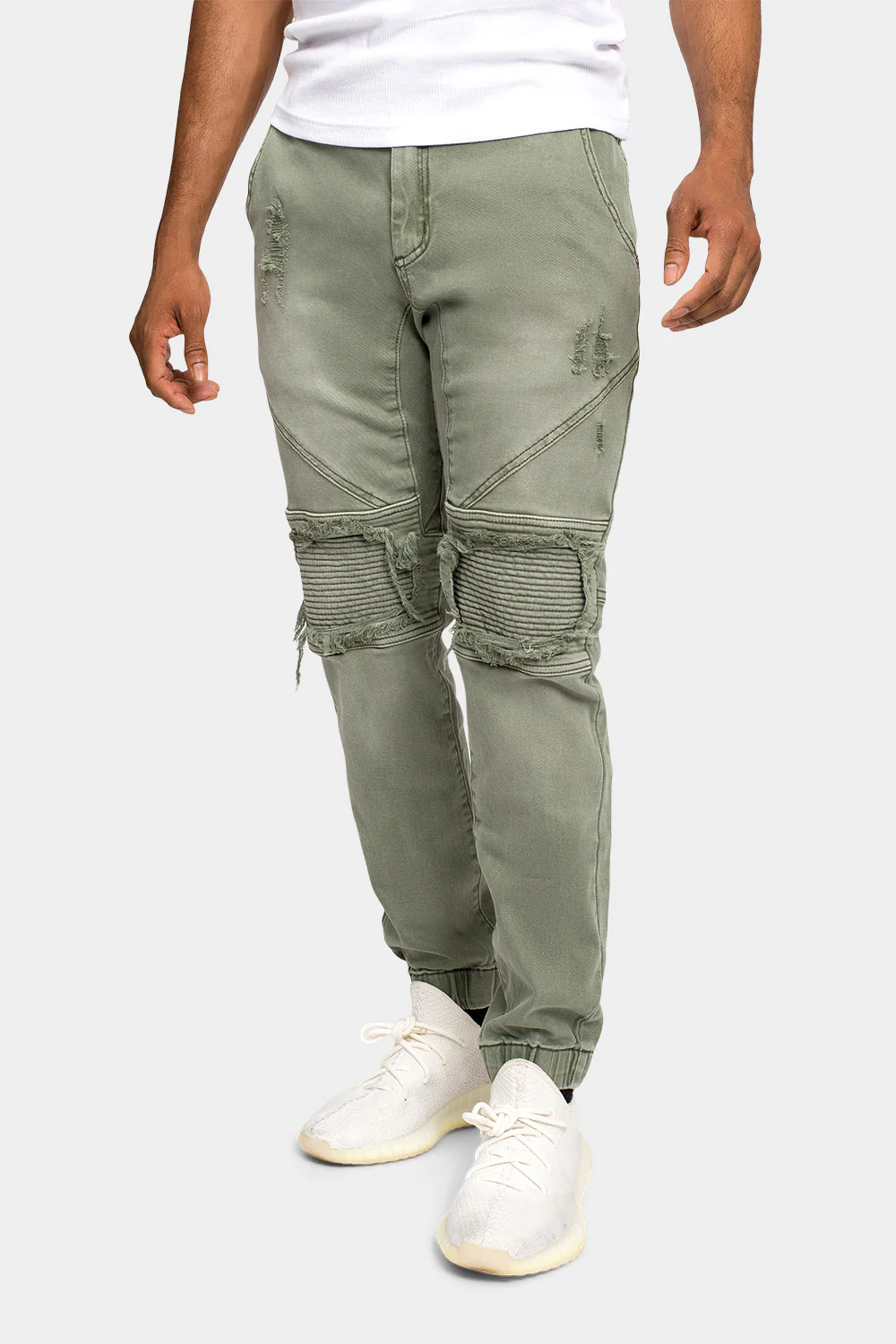Distressed Ribbed Cuff Jeans - Image 4