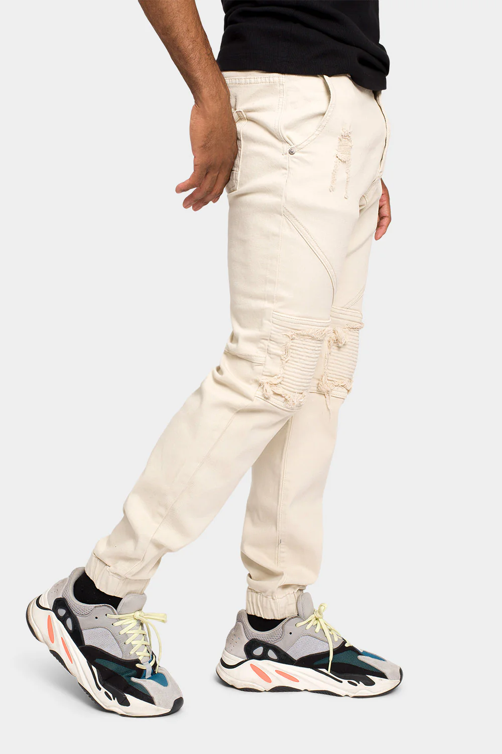 Distressed Ribbed Cuff Jeans - Image 7