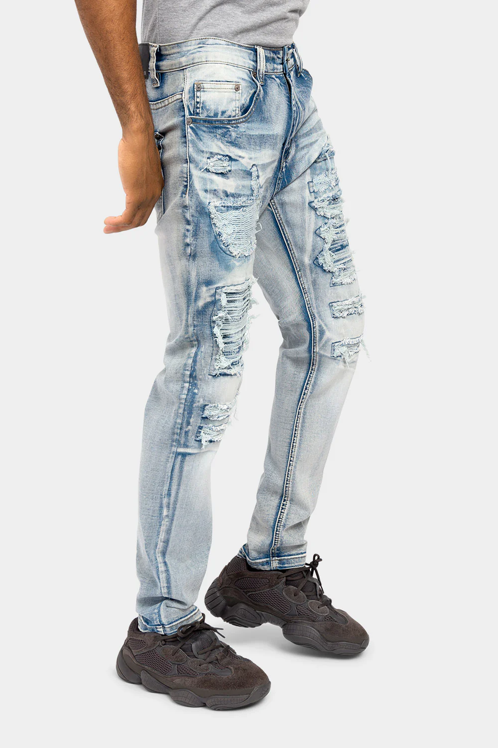 Distressed Ripped and Patched Jeans - Image 4