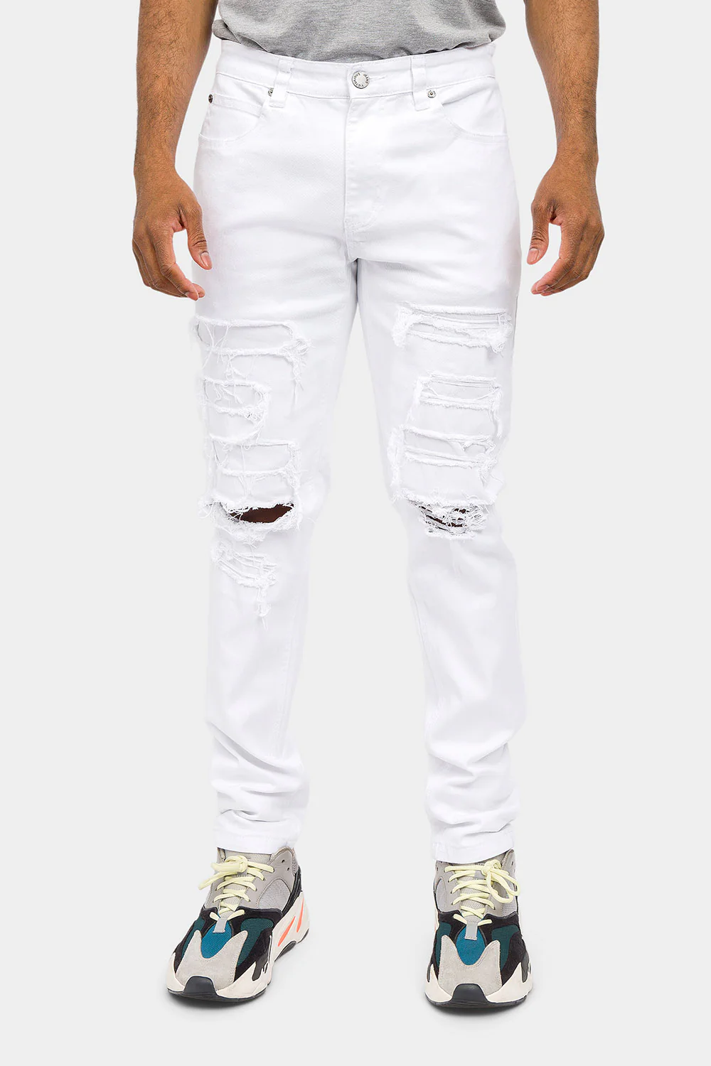 Distressed Solid Color Slim Fit Jeans - Image 11