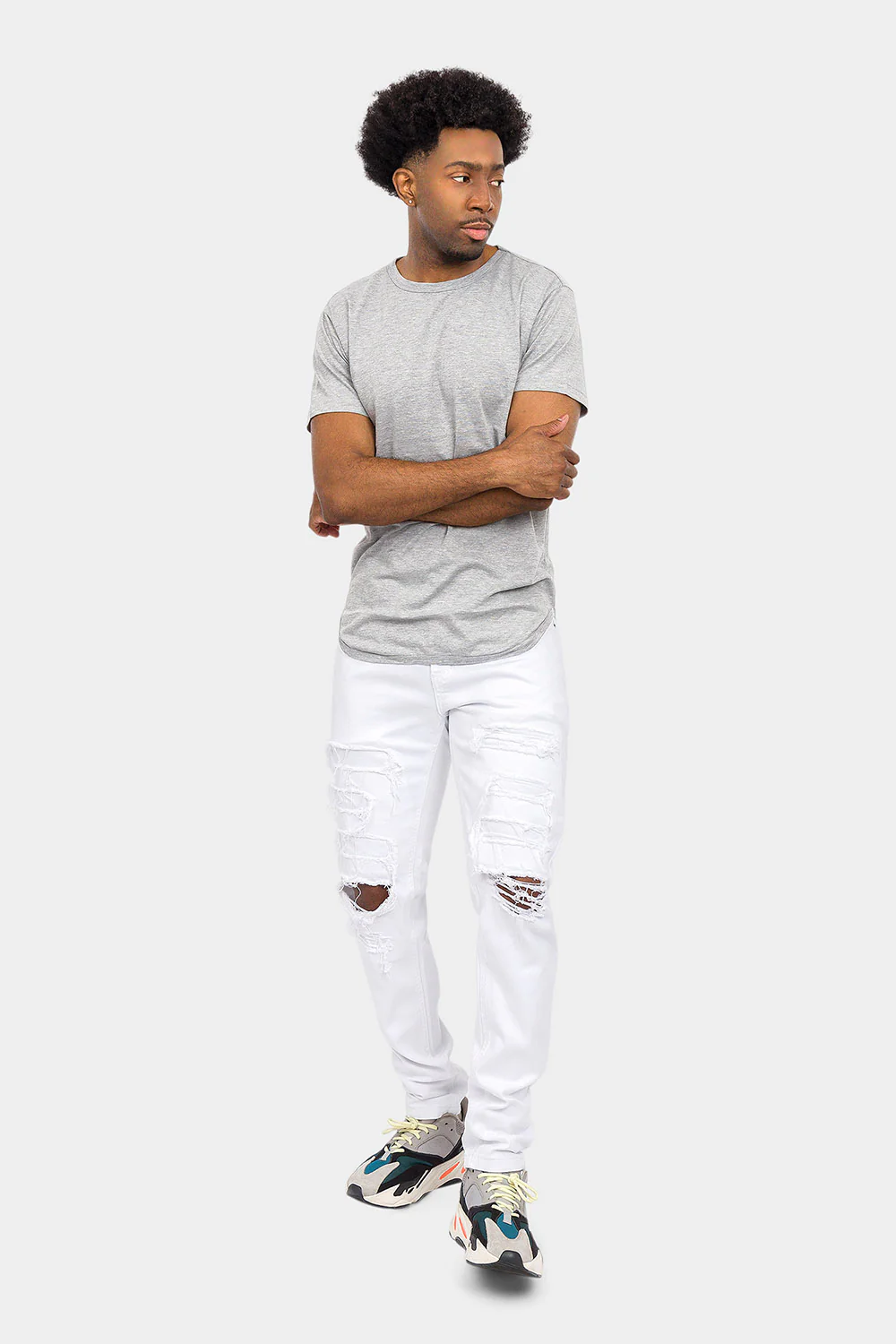 Distressed Solid Color Slim Fit Jeans - Image 15