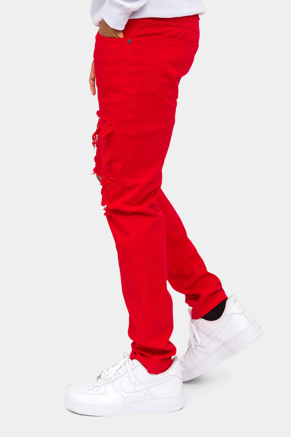 Distressed Solid Color Slim Fit Jeans - Image 17