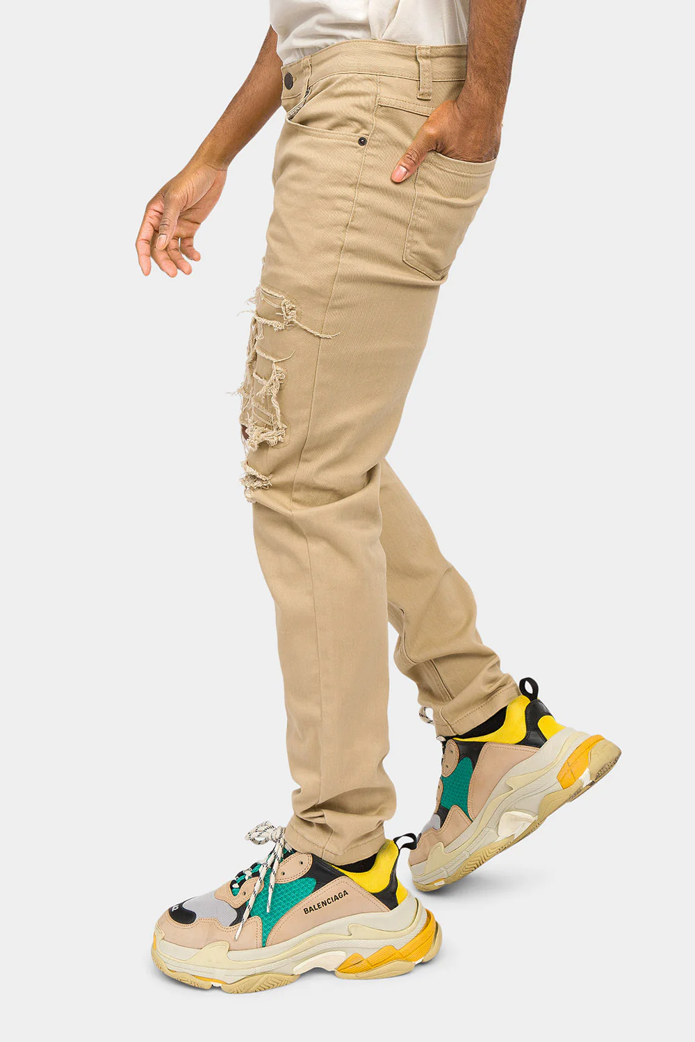 Distressed Solid Color Slim Fit Jeans - Image 2