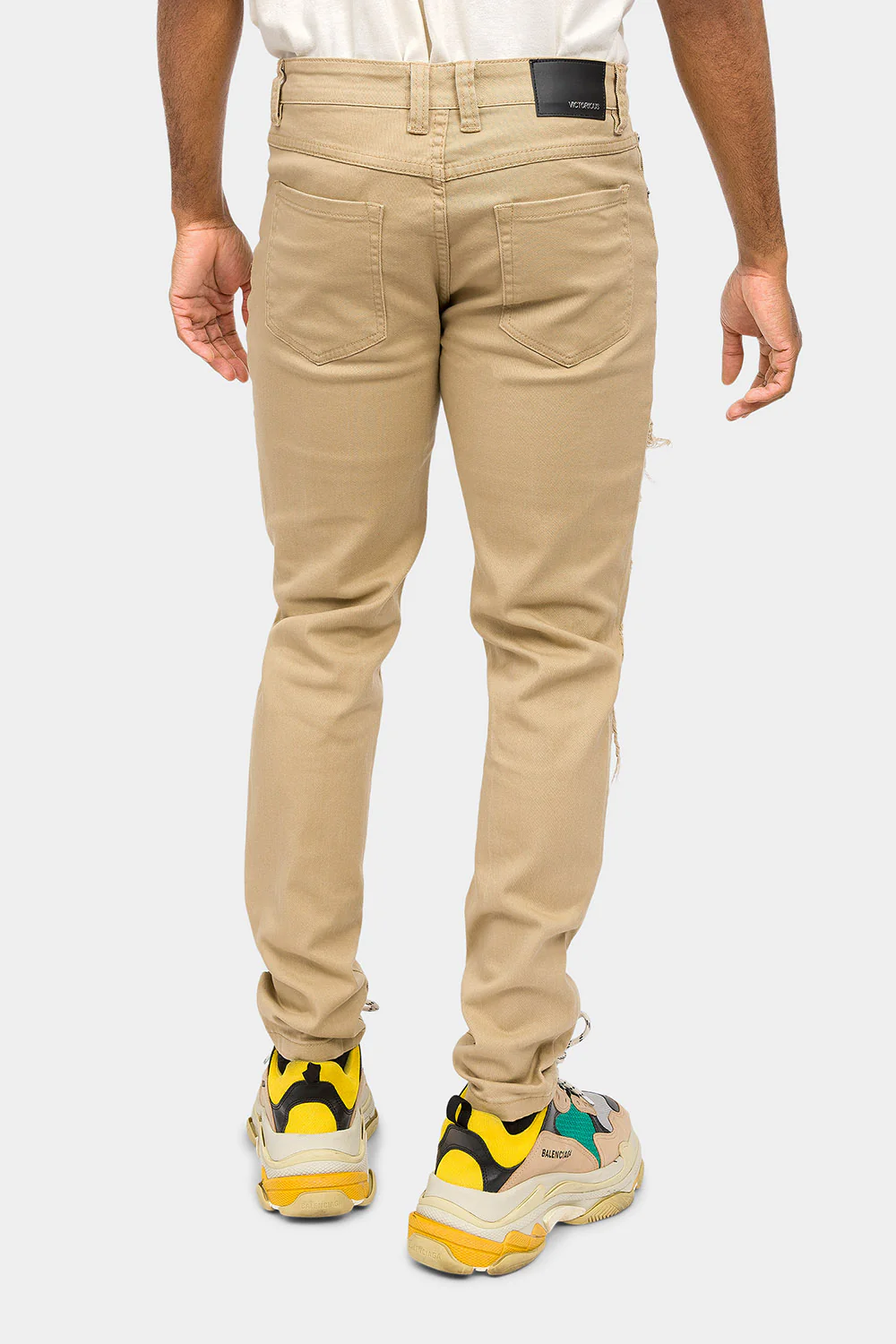 Distressed Solid Color Slim Fit Jeans - Image 3