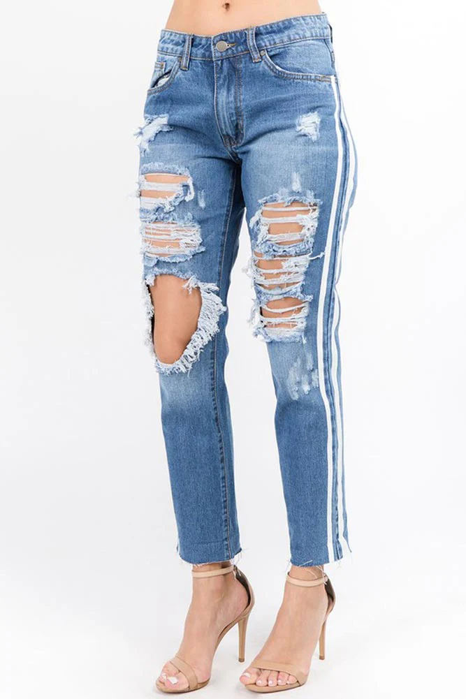 Distressed Two Striped Jeans - Image 7
