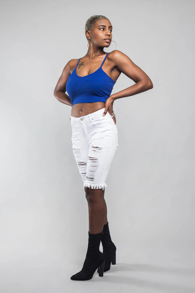 Double Sided Distressed Bermuda Shorts - Image 13