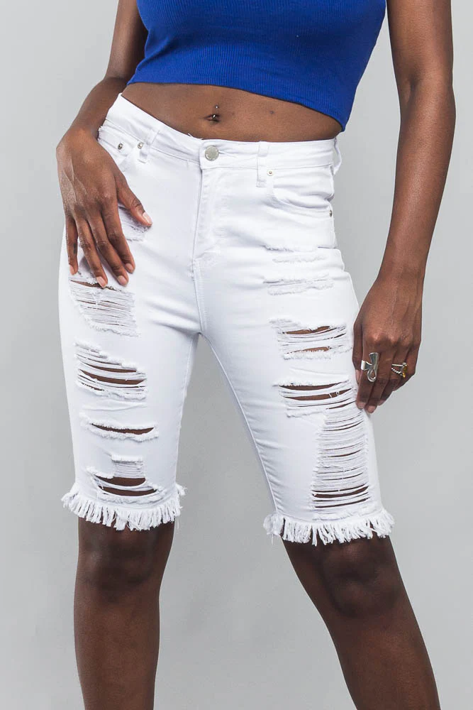 Double Sided Distressed Bermuda Shorts - Image 3
