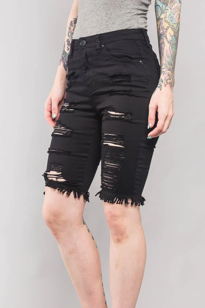 Double Sided Distressed Bermuda Shorts - Image 4