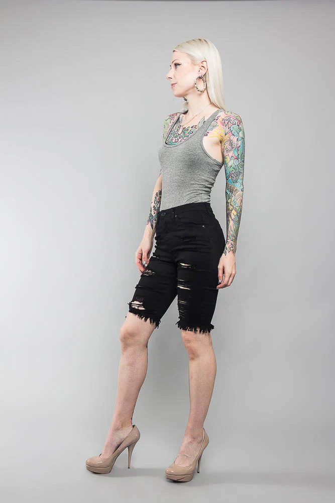 Double Sided Distressed Bermuda Shorts - Image 8