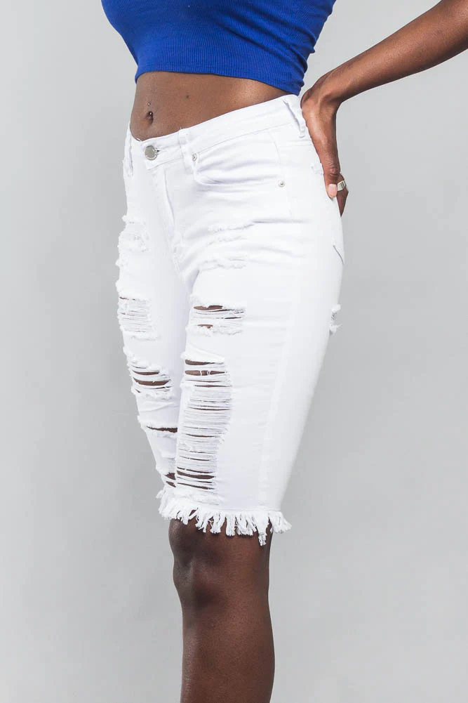 Double Sided Distressed Bermuda Shorts - Image 9