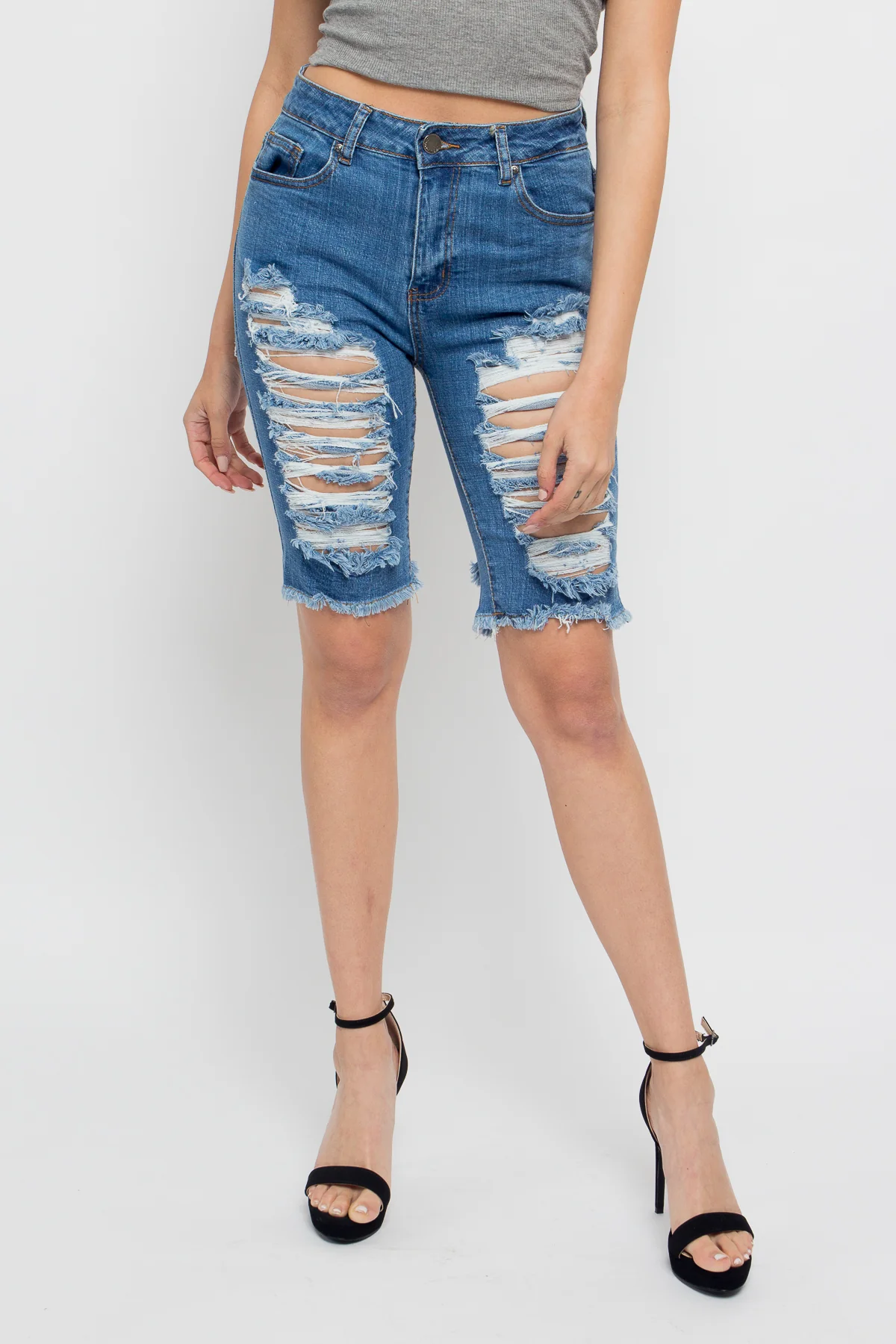 Double Sided Distressed Shorts - Image 12