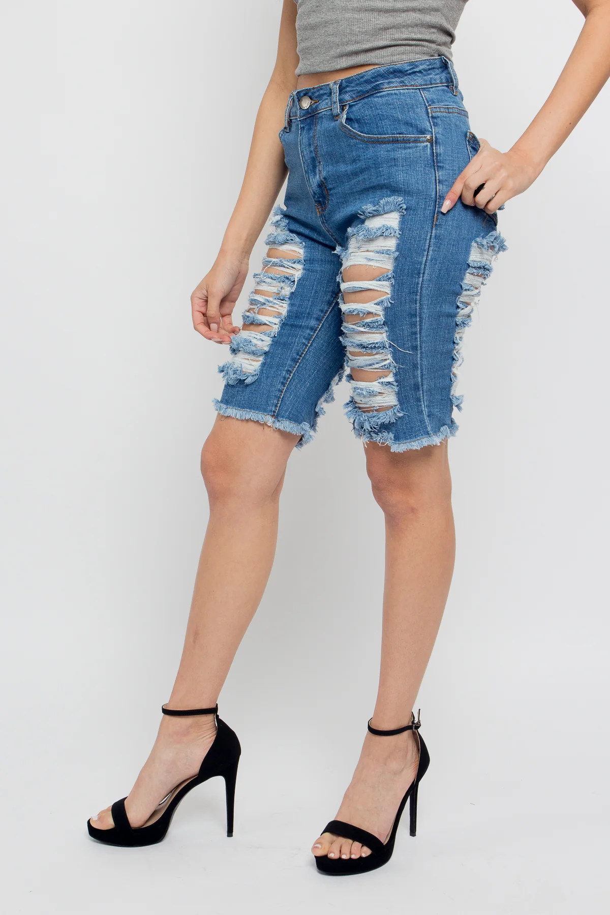 Double Sided Distressed Shorts - Image 13