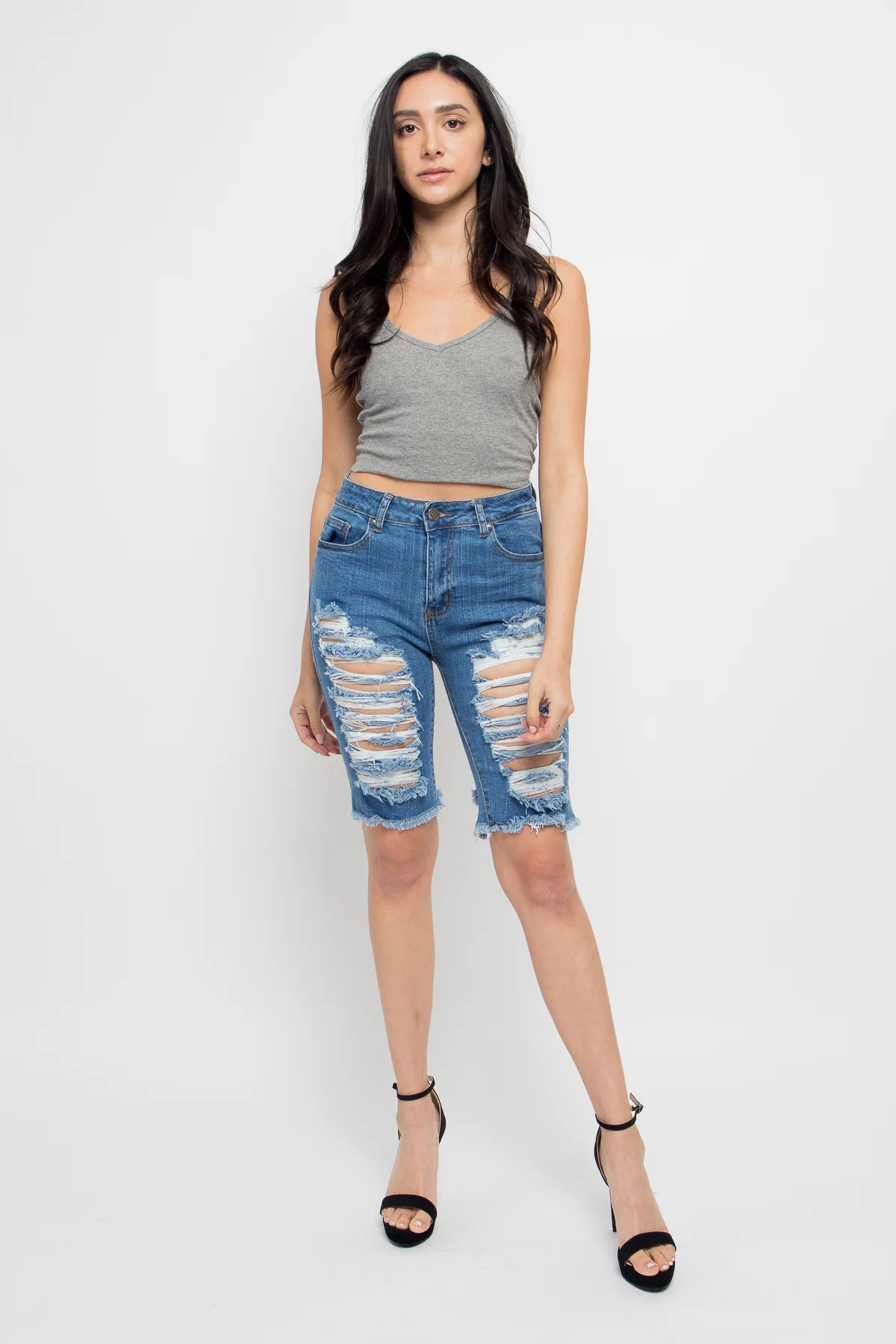 Double Sided Distressed Shorts - Image 17
