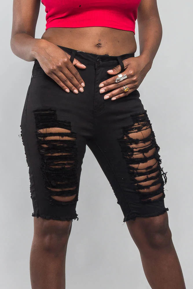 Double Sided Distressed Shorts - Image 4