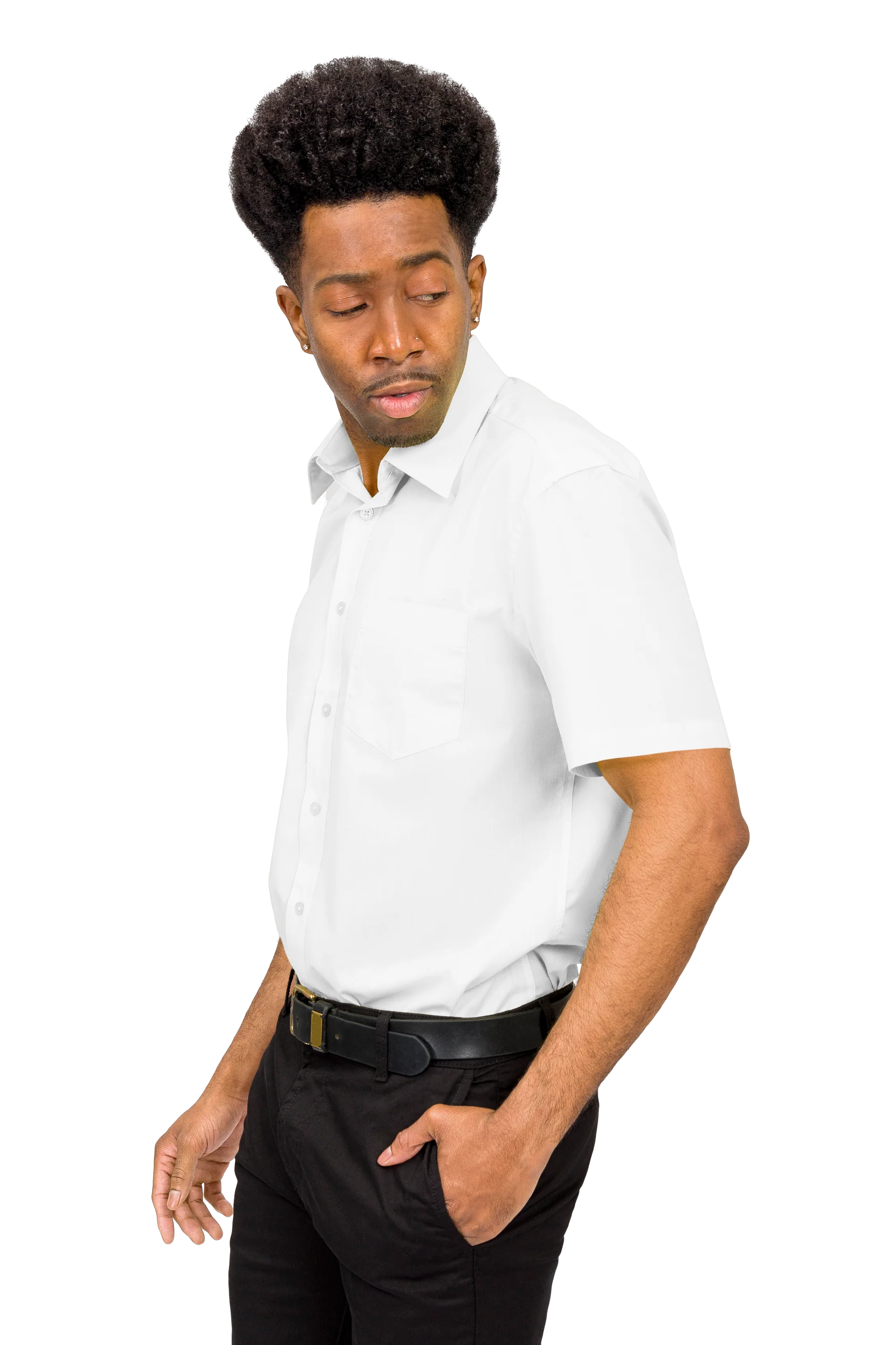Men's Regular Fit Short Sleeve Solid Color Dress Shirts - Image 106