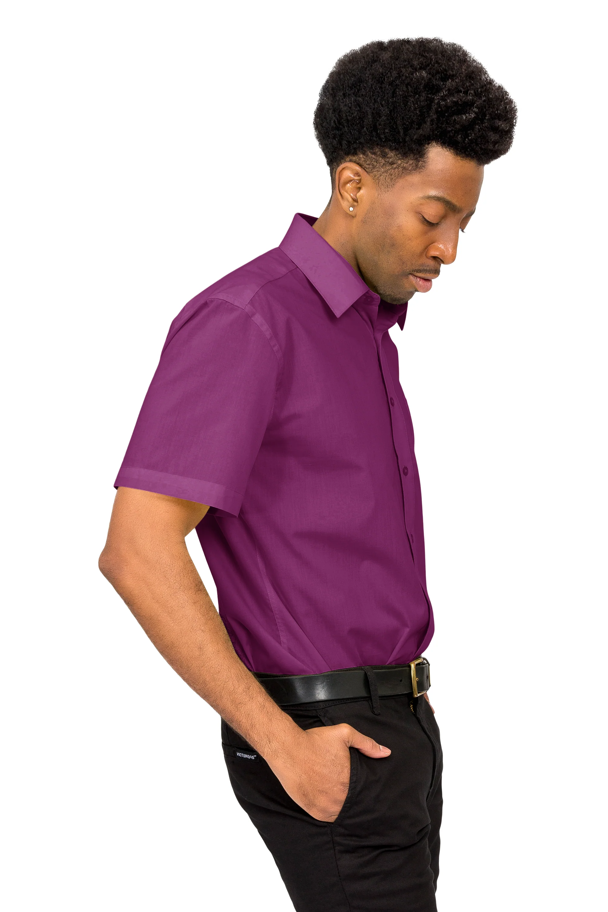 Men's Regular Fit Short Sleeve Solid Color Dress Shirts - Image 113