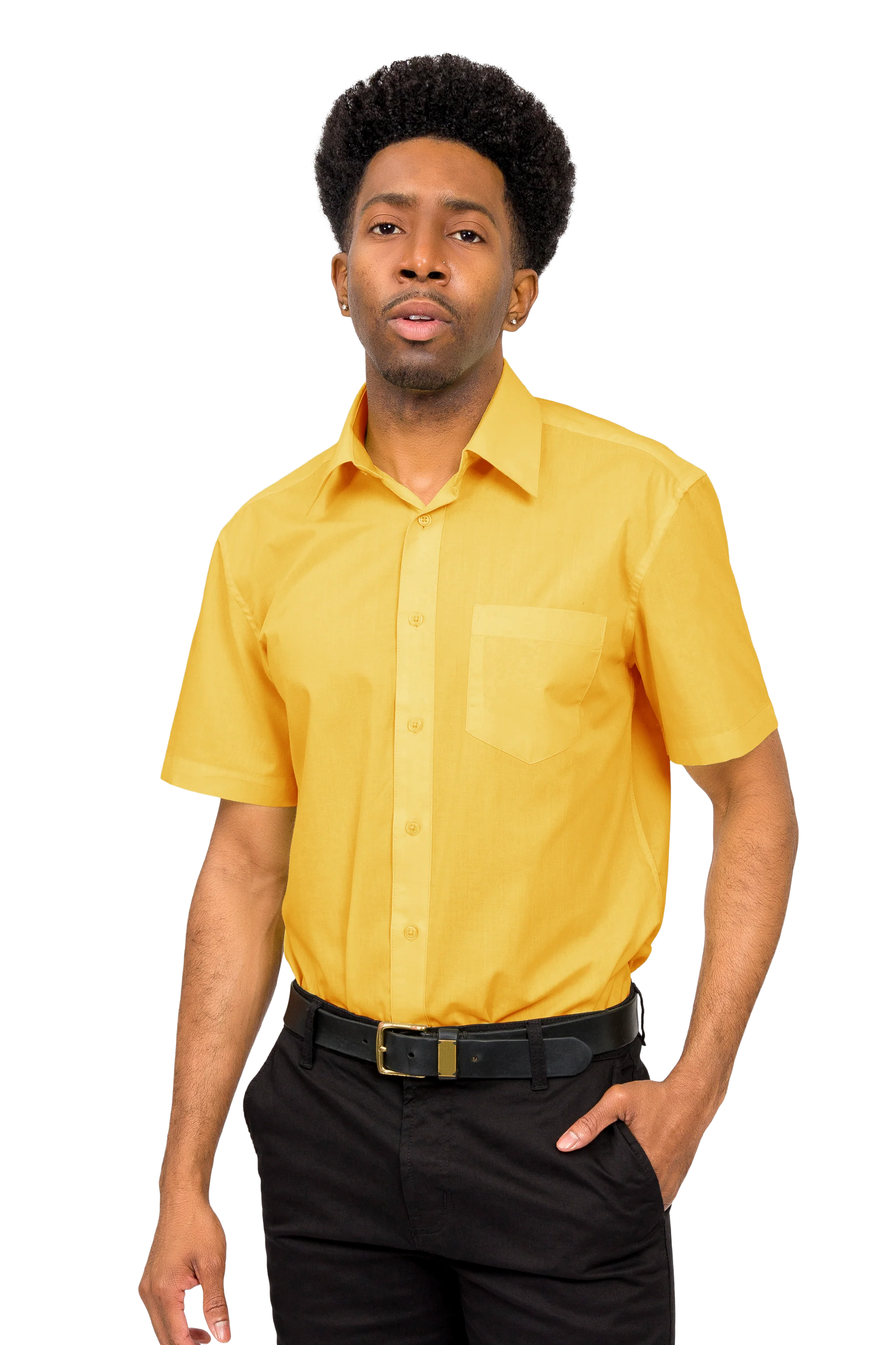 Men's Regular Fit Short Sleeve Solid Color Dress Shirts - Image 115