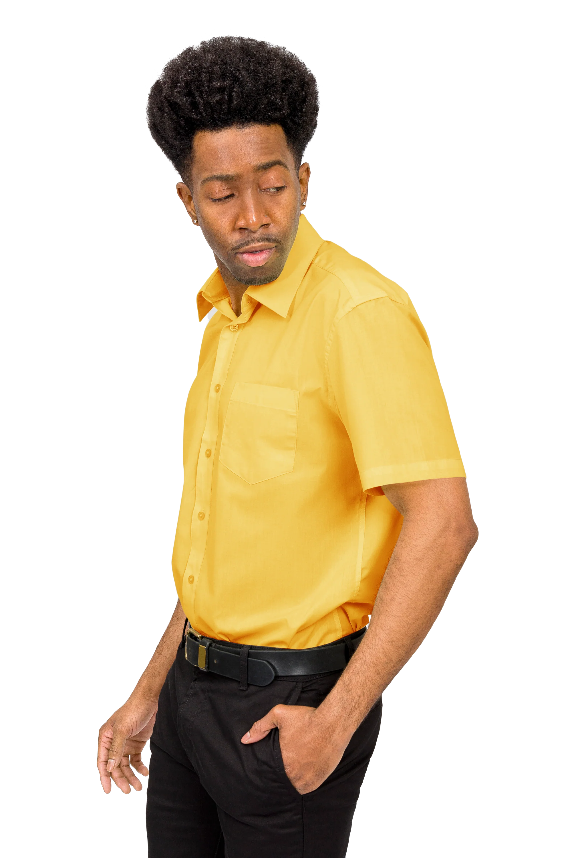 Men's Regular Fit Short Sleeve Solid Color Dress Shirts - Image 116